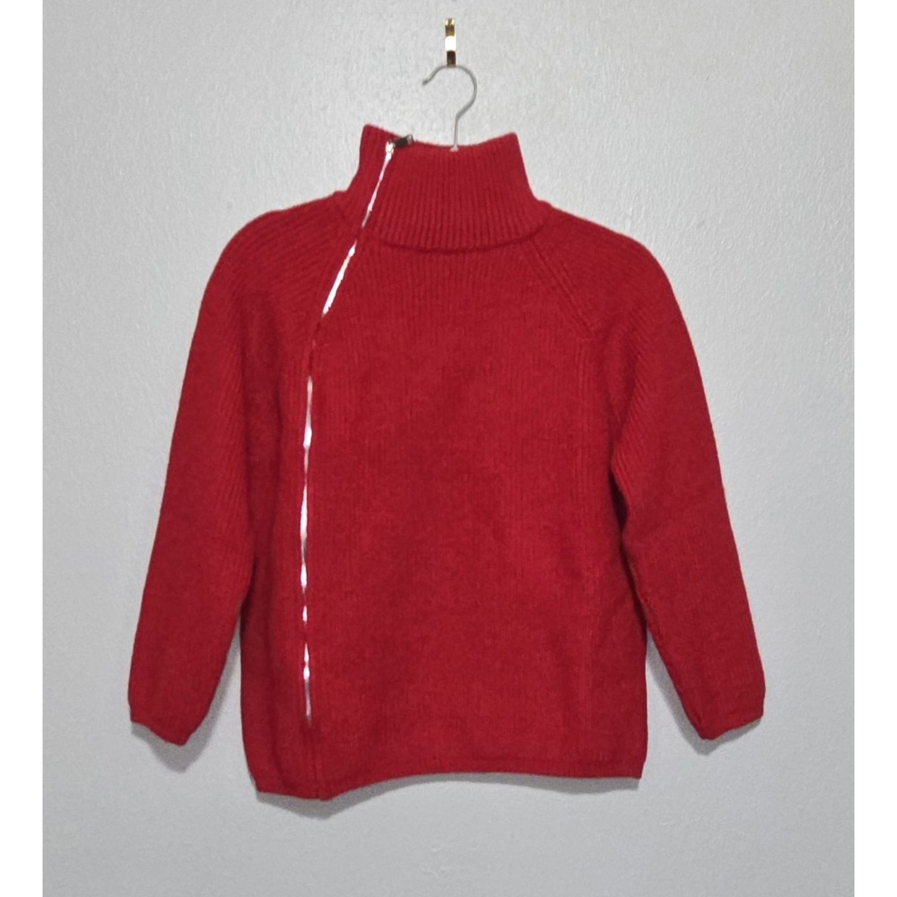 Smiling Pinker Girls Sweater 11 12 Years Red Asymmetric Side Zip Mock Neck NWT